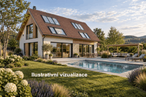 Ilustrativní vizualizace výstavby RD na pozemku Hřiměždice